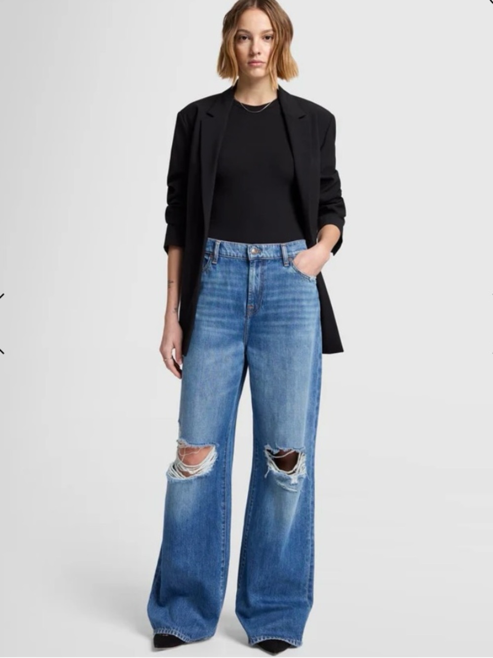 NWT 7 for all Mankind Scout Blue Dasher Oversized Baggy Loose Straight Jeans 24